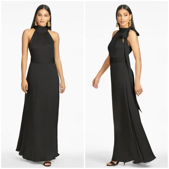 💕SACHIN & BABI💕 Kayla Halter Gown ~ Black 6 NWOT - Picture 1 of 12